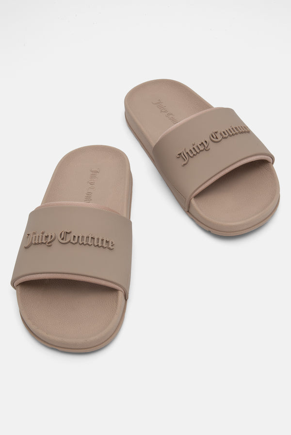 WARM TAUPE EMBOSSED SLIDERS