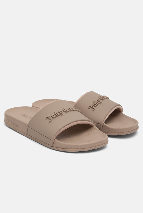 WARM TAUPE EMBOSSED SLIDERS