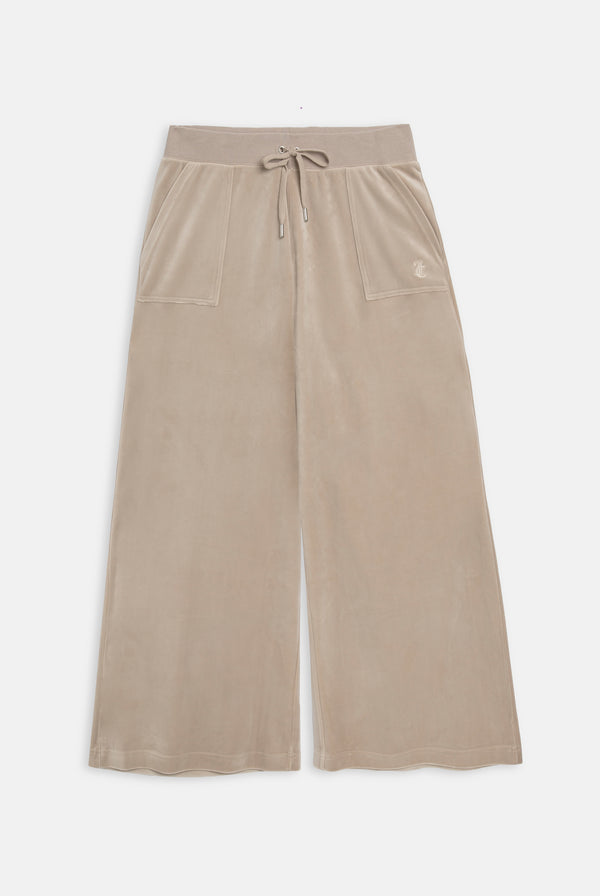 String Wide Leg Classic Velour Track Pant