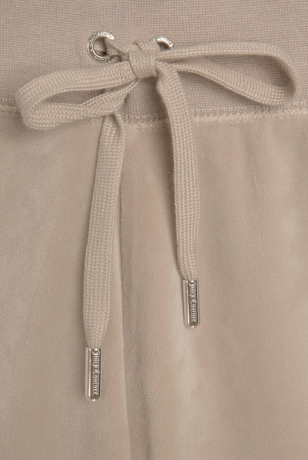 String Wide Leg Classic Velour Track Pant