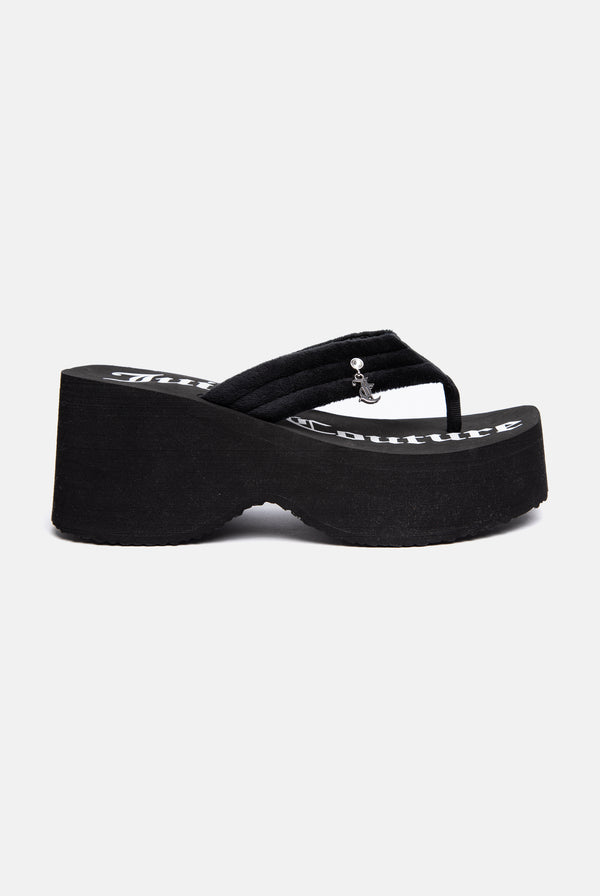 BLACK Y2K PLATFORM WEDGE WITH CHARM