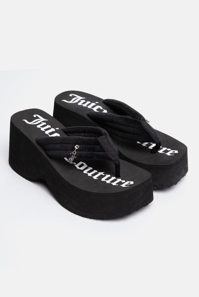 BLACK Y2K PLATFORM WEDGE WITH CHARM