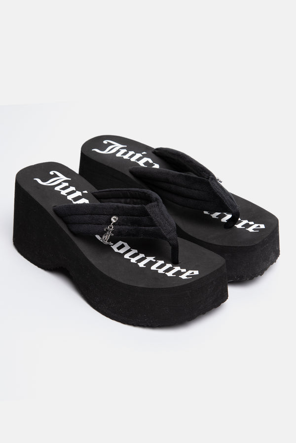BLACK Y2K PLATFORM WEDGE WITH CHARM