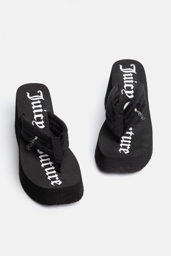 BLACK Y2K PLATFORM WEDGE WITH CHARM