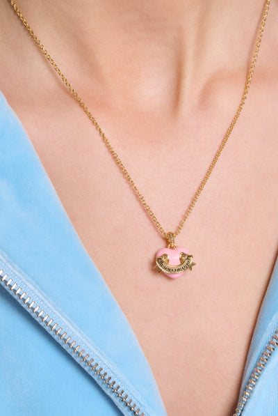 GOLD TONE ENAMEL ICON HEART PENDANT