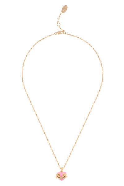 GOLD TONE ENAMEL ICON HEART PENDANT
