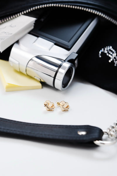 GOLD TONE ICON HEART STUD EARRINGS