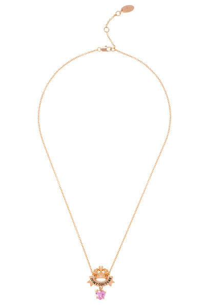 GOLD CROWN & CRYSTAL HEART NECKLACE