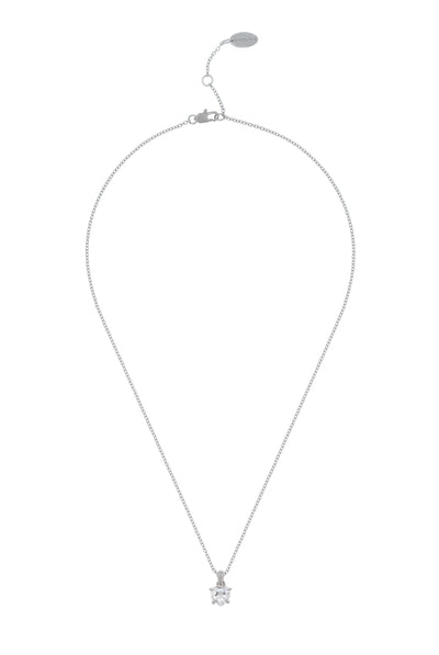 SILVER TONE SOLITAIRE CRYSTAL HEART PENDANT