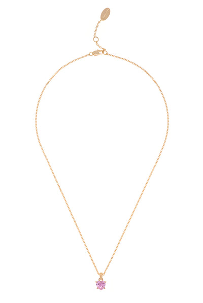 GOLD TONE SOLITAIRE CRYSTAL HEART PENDANT