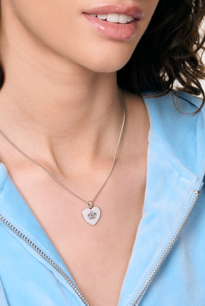 SILVER TONE JUICY COUTURE REVERSIBLE HEART PENDANT