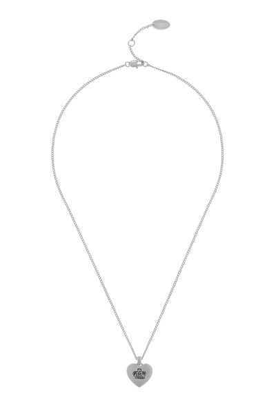 SILVER TONE JUICY COUTURE REVERSIBLE HEART PENDANT