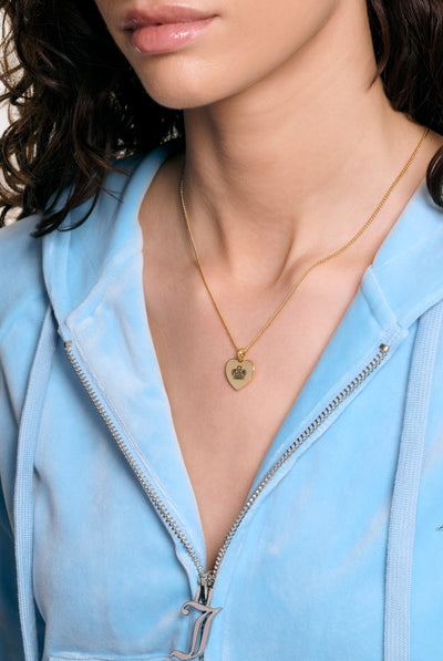 GOLD TONE JUICY COUTURE REVERSIBLE HEART PENDANT