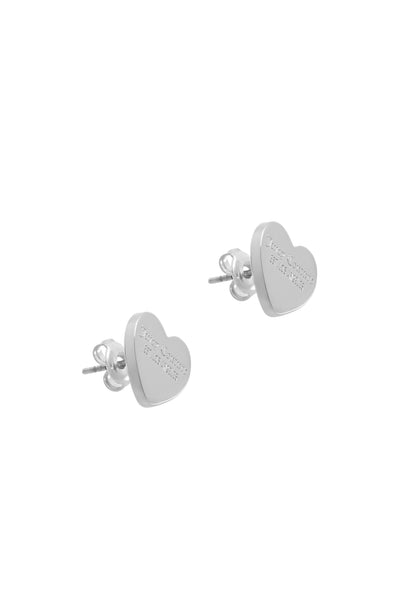 SILVER TONE JUICY COUTURE HEART STUD EARRING