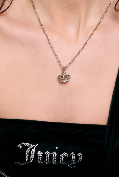 SILVER TONE CRYSTAL HERITAGE CROWN PENDANT