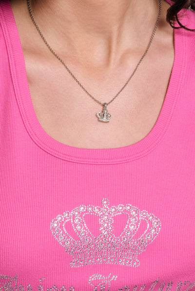 SILVER TONE CRYSTAL ICON CROWN PENDANT