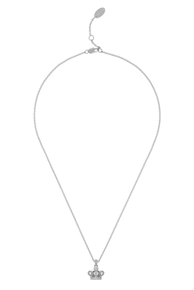 SILVER TONE CRYSTAL ICON CROWN PENDANT