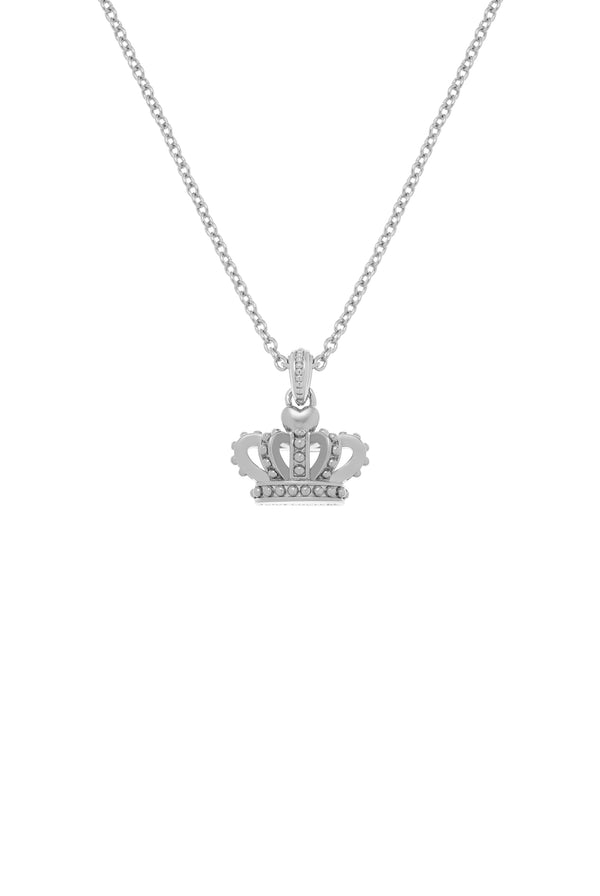 Displays the Silver Tone 'Juicy' branded Icon crown pendant 