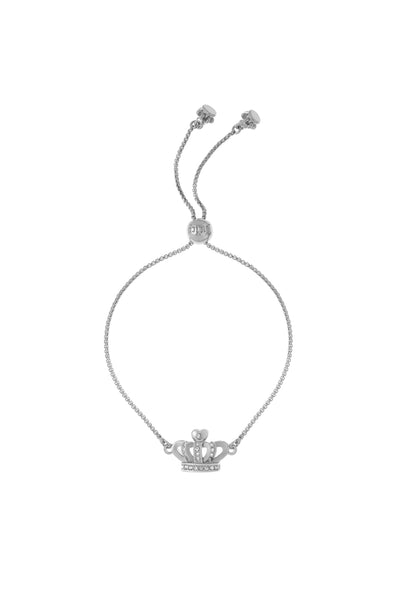 SILVER TONE CRYSTAL ICON CROWN ADJUSTABLE BRACELET