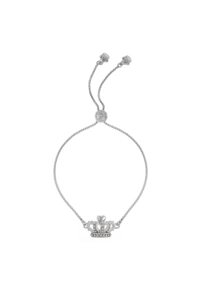 SILVER TONE ICON CROWN ADJUSTABLE BRACELET