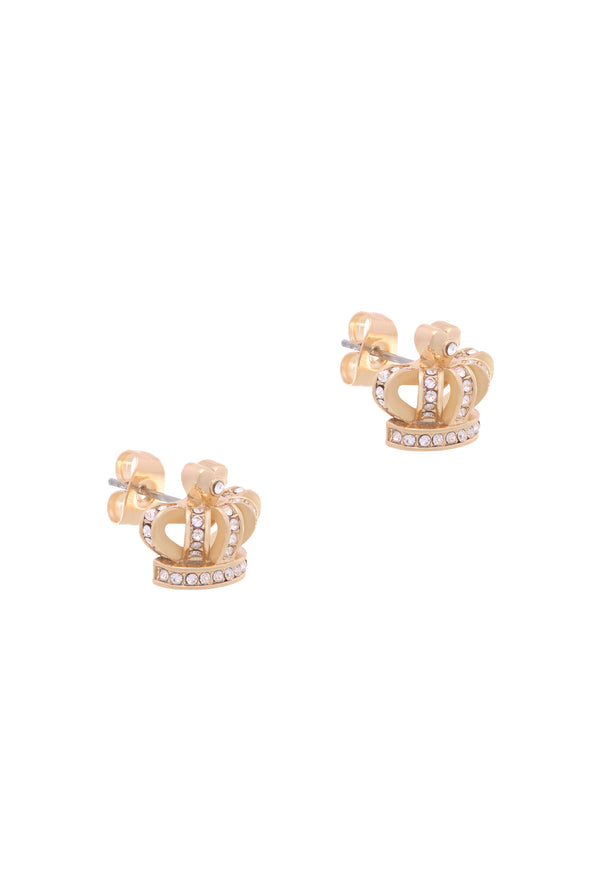 GOLD TONE CRYSTAL ICON STUD EARRING