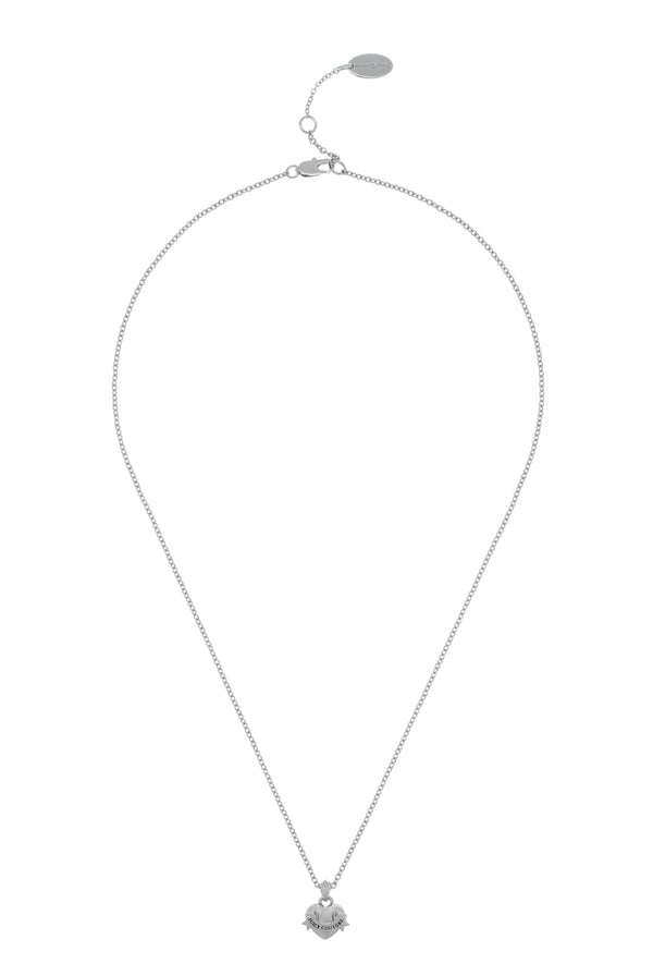 Displays the Silver Tone 'Juicy' branded icon heart small pendant