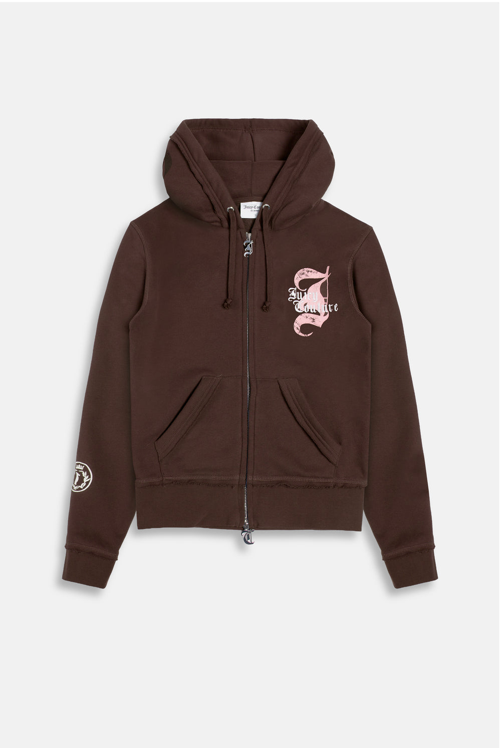 Displays the Java longline 'Juicy' branded fleece zip through hoodie 