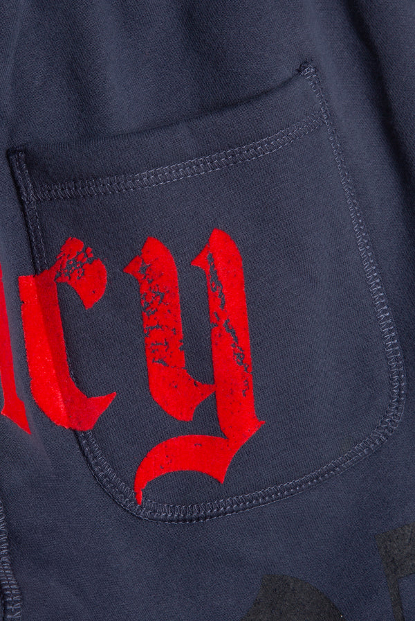 Displays the Mood indigo relaxed fit 'juicy' branded flare fleece track pant 