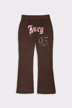Displays the Java 'Juicy' branded relaxed fit flare fleece trackpant