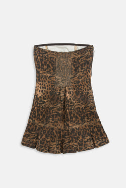 Displays the Animal 'Juicy' branded denim bandeau mini dress