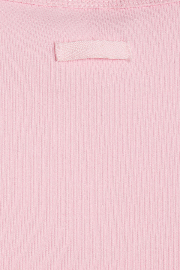 Displays the cherry blossom 'Juicy' branded longline ribbed vest