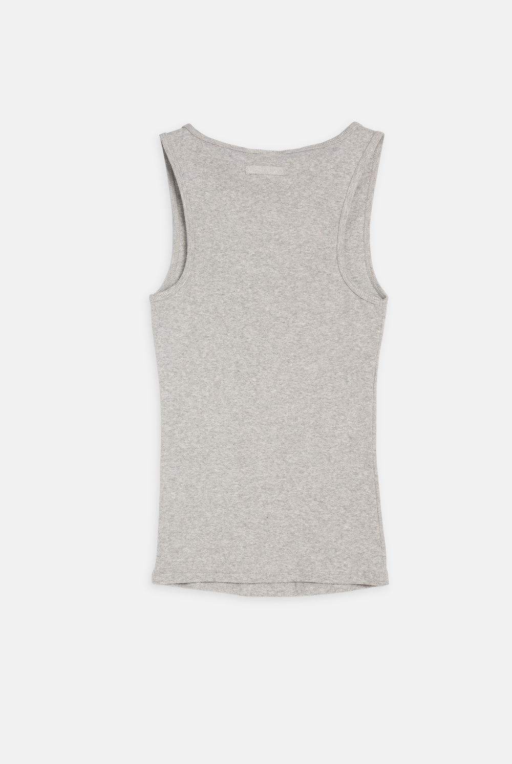 Displays the Silver Marl 'Juicy' branded longline ribbed vest 