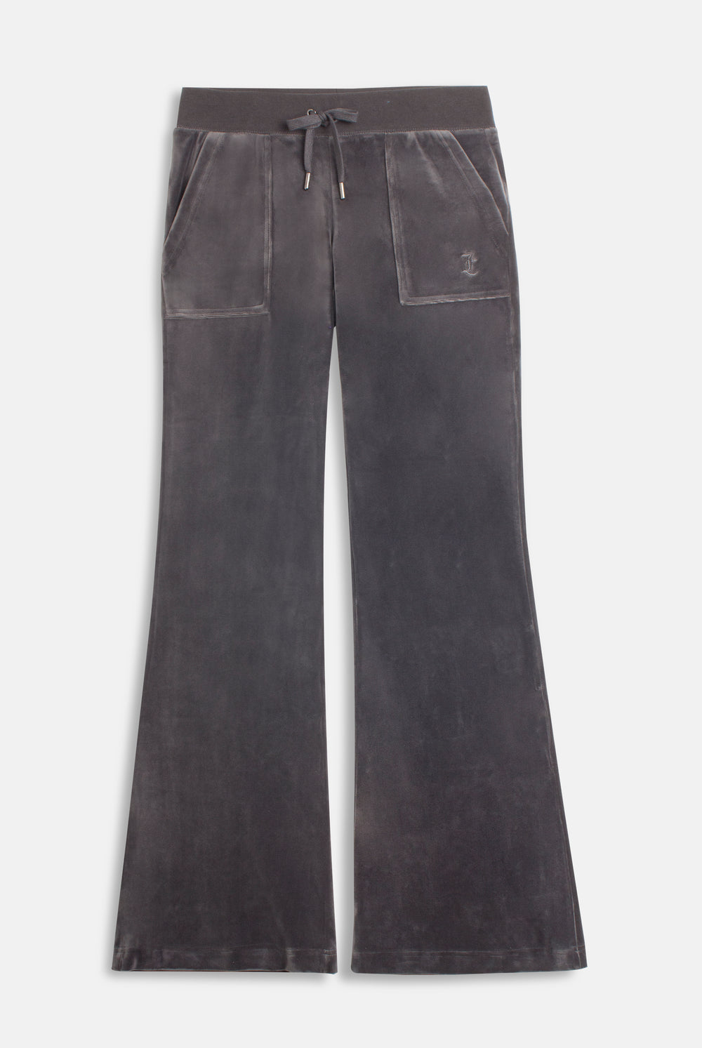Raven/ Gunmetal Low Rise Flare Pocket Classic Velour Track Pant