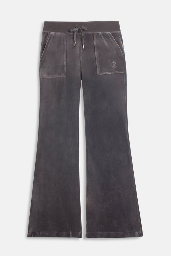 Raven/ Gunmetal Low Rise Flare Pocket Classic Velour Track Pant
