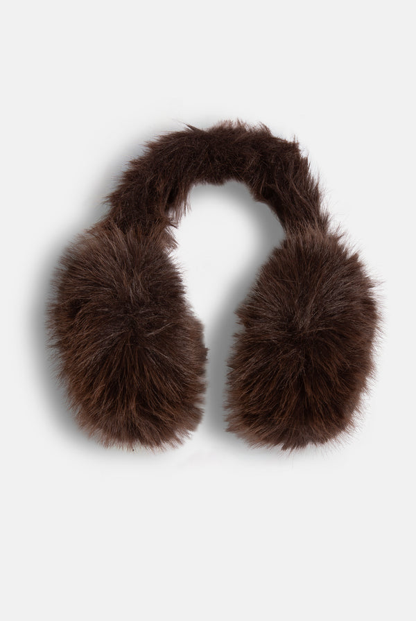 Displays the Java 'Juicy branded chunky fur earmuffs 