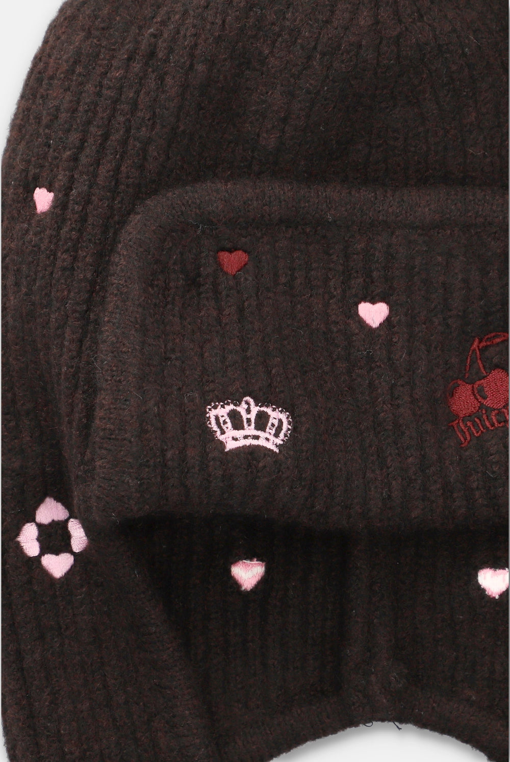 Java Knitted Trapper Hat With Embroidery