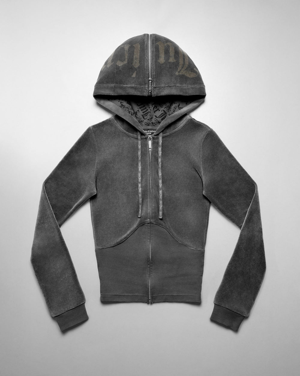 Racer x Juicy Dark Gull Grey Velour Hoodie