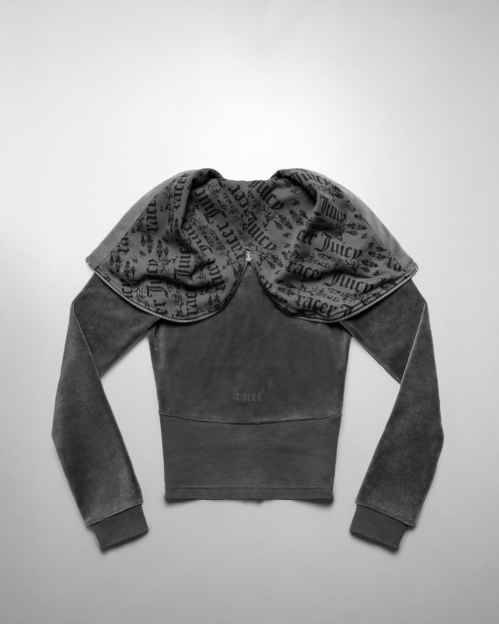 Racer x Juicy Dark Gull Grey Velour Hoodie