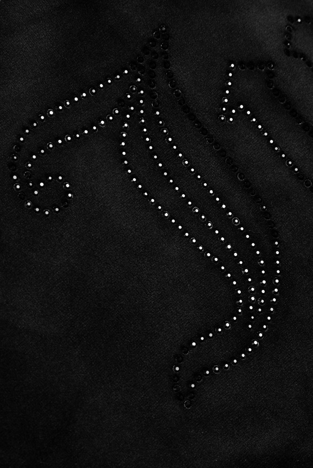 Displays the Black outline 'Juicy' branded diamanté oversized cropped hoodie featuring the juicy branding