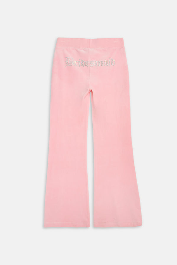 JUICY PINK BRIDESMAID CLASSIC VELOUR  LOW RISE TRACK PANTS