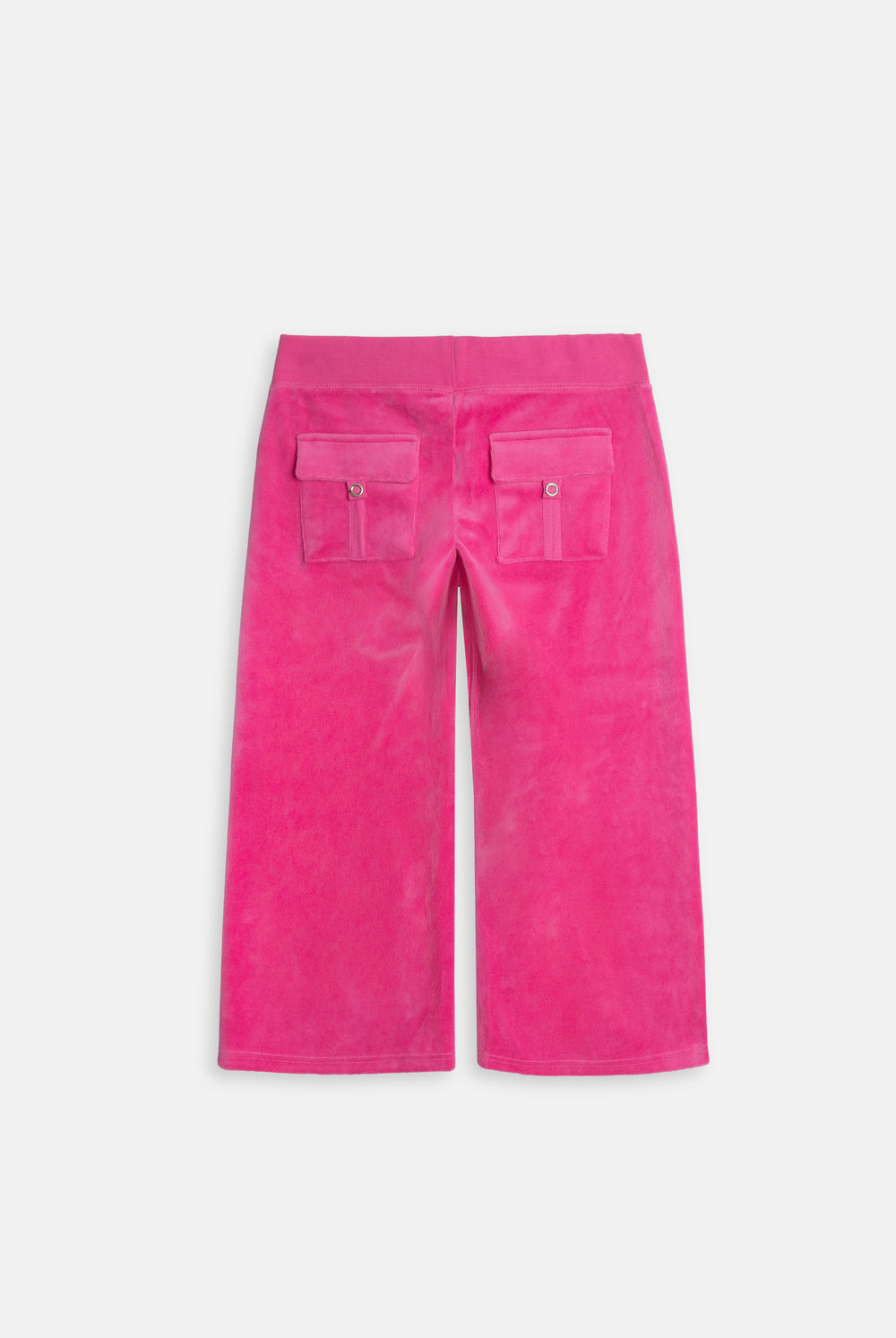 Displays the Nostalgia Pink 'juicy' branded OG straight pocketed capri pants 