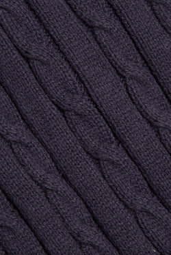 Displays the Night Sky 'Juicy' branded Cable Knit Straight Leg Pants featuring the close up on the details