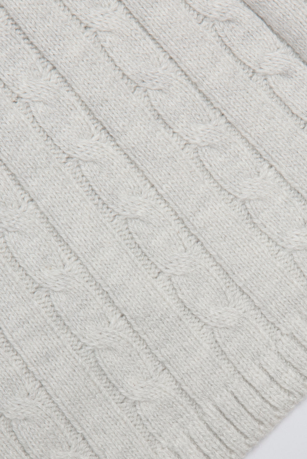 Displays the Silver Marl 'Juicy' branded Cable Knit Straight Leg Pants featuring the close on the details 