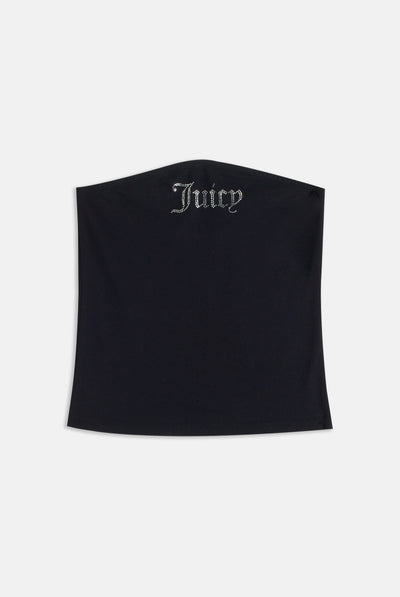 BLACK DIAMANTÉ JERSEY LONG BANDEAU TOP