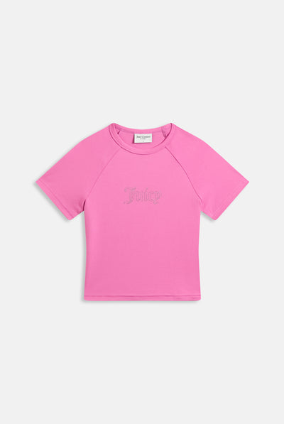 SUPER PINK RAGLAN DIAMANTÉ BABY TEE