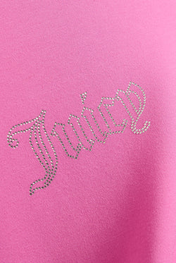 Displays the Super pink 'Juicy' branded raglan diamanté baby tee featuring the Juicy branding 