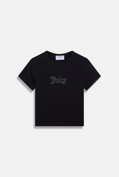 BLACK RAGLAN DIAMANTÉ BABY TEE