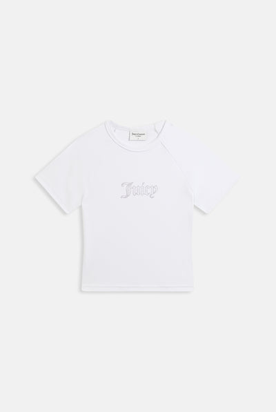 WHITE RAGLAN DIAMANTÉ BABY TEE