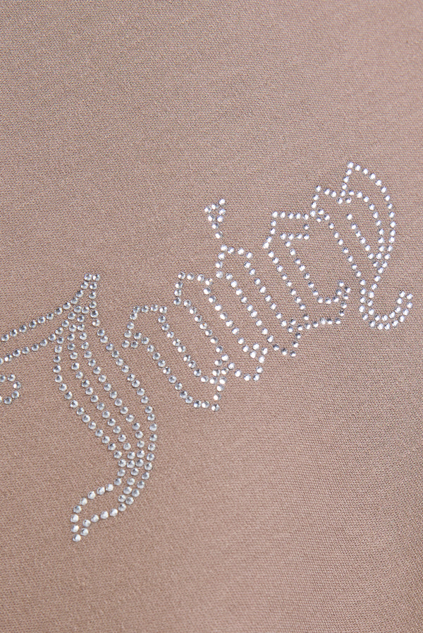Displays the Fungi Raglan 'Juicy' diamanté baby tee featuring the juicy branding 