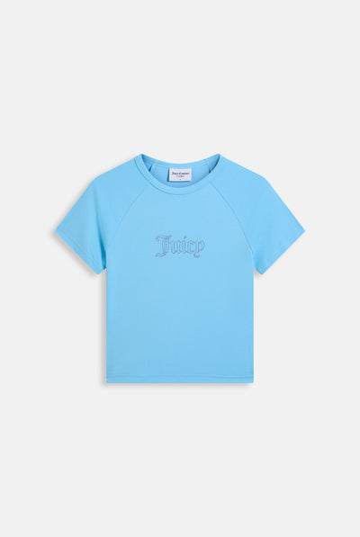 SKY BLUE RAGLAN DIAMANTÉ BABY TEE